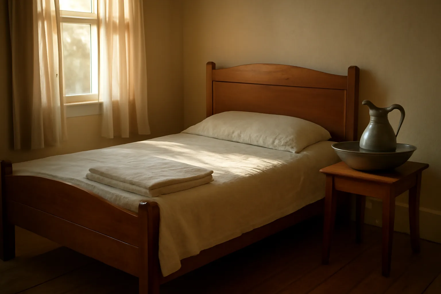 Sunlit California bedroom prepared for a quiet home funeral vigil