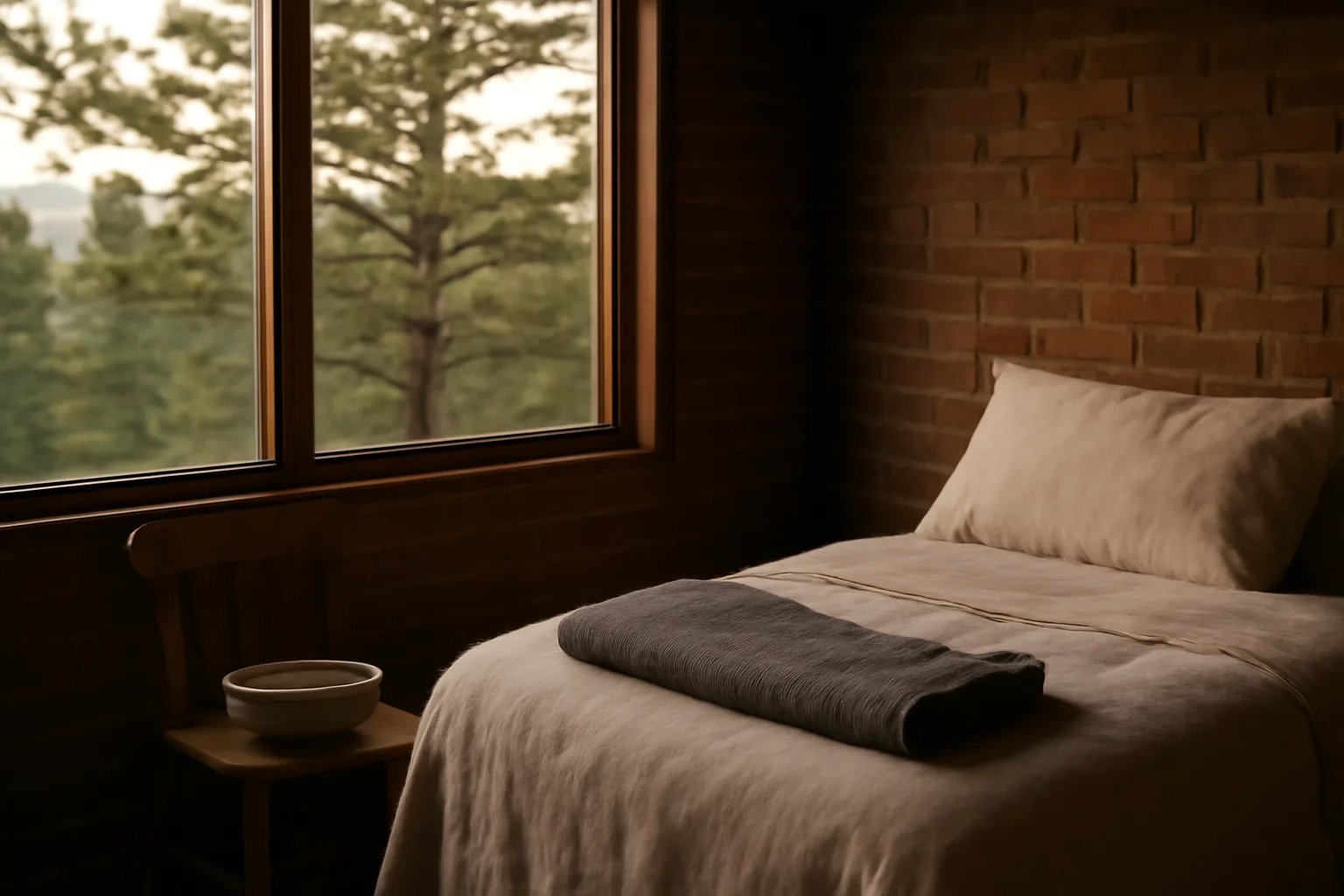 Colorado bungalow bedroom prepared for a quiet home funeral
